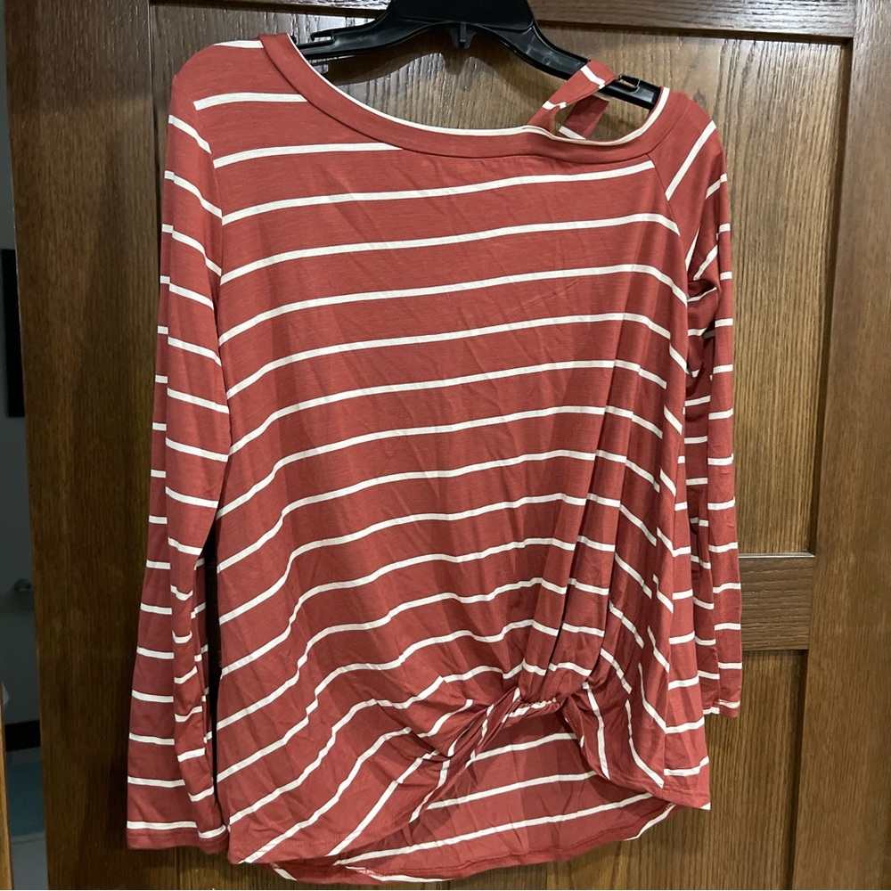 White Birch off the shoulder striped top